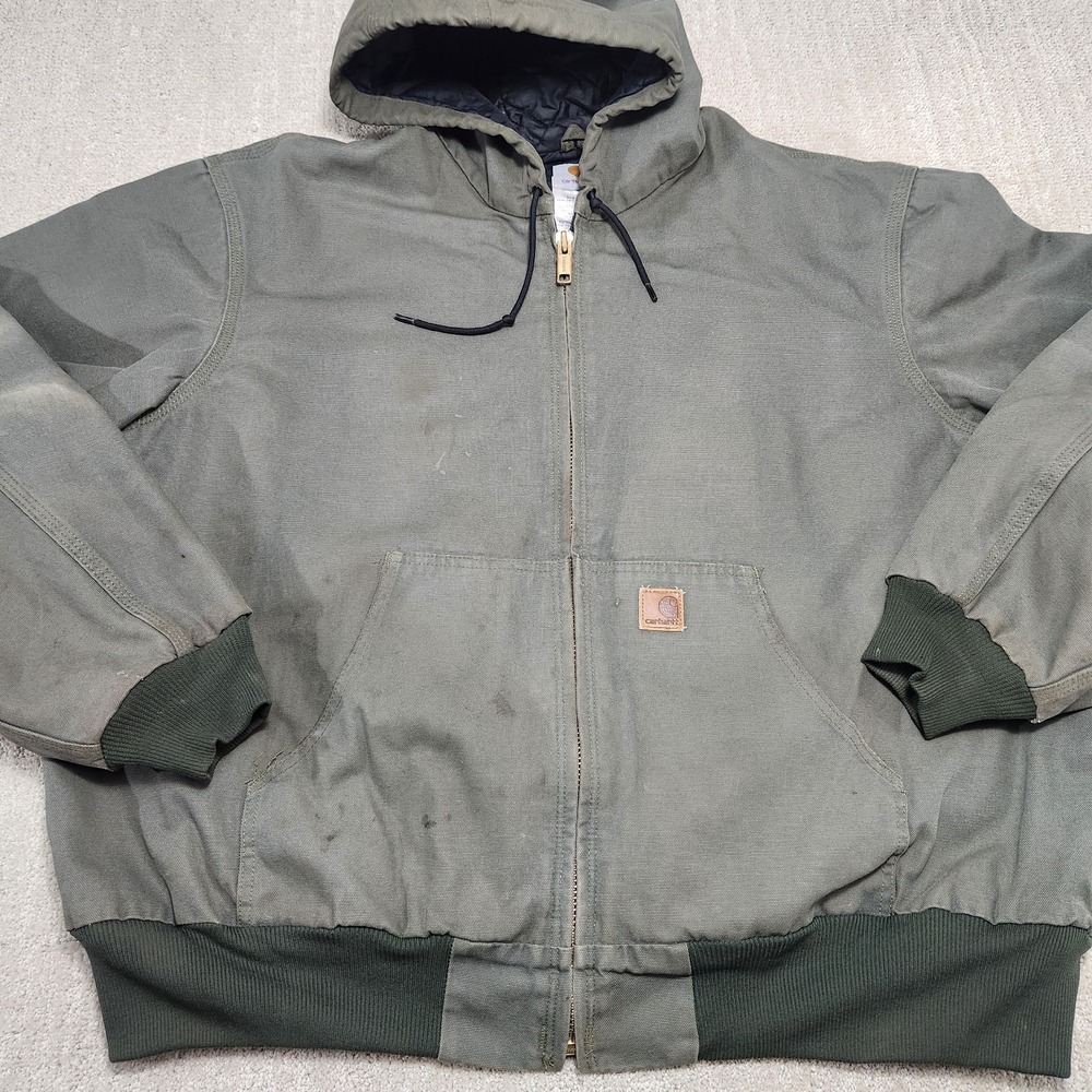 Carhartt Jacket Men 2XL J289 Edlin Active Jac Moss‎ Green Distressed Y2K Quilted